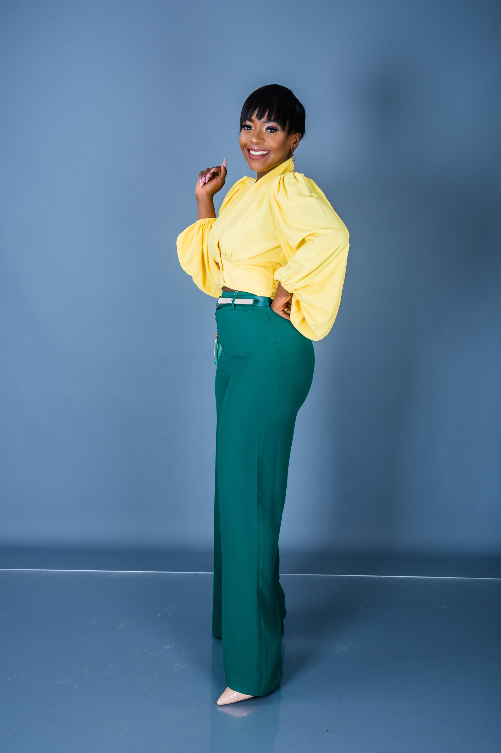 Emerald Green Wide Leg Pants With Belt House Of Rufs