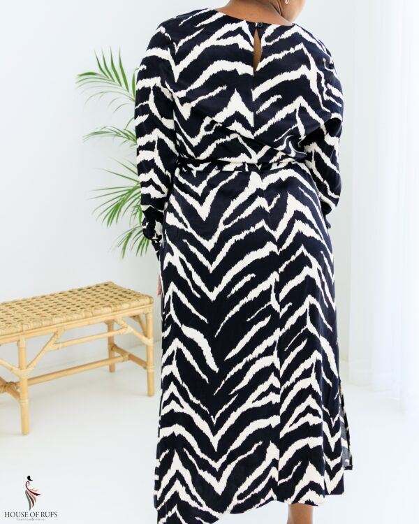 Monochrome Satin dress with Pockets - Image 2