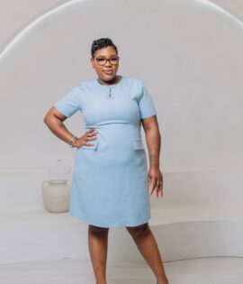 Baby Blue Tweed dress with silver brioche