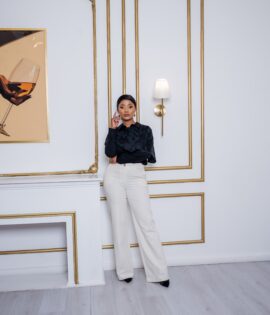 Cream Wide Leg Pants