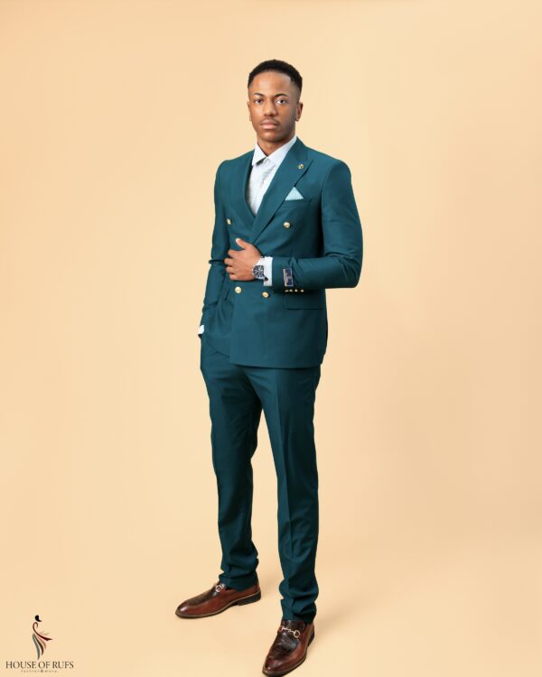 Mens Green 4 Button Suit