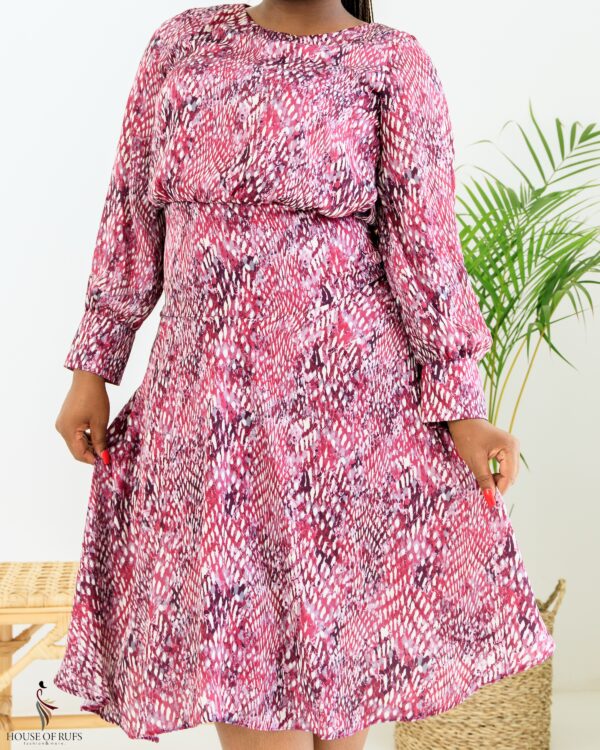 Pink animal print chiffon dress
