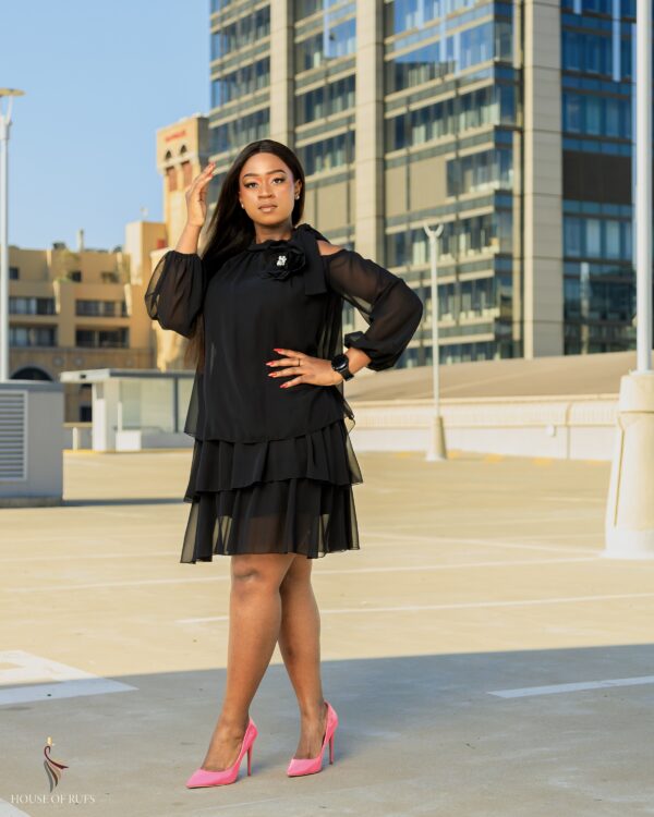 Black Chiffon Halterneck Dress
