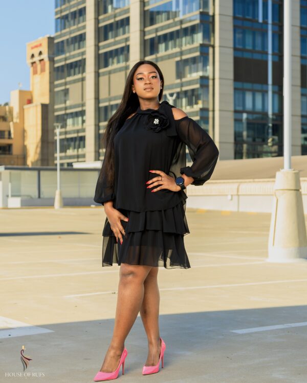 Black Chiffon Halterneck Dress - Image 2