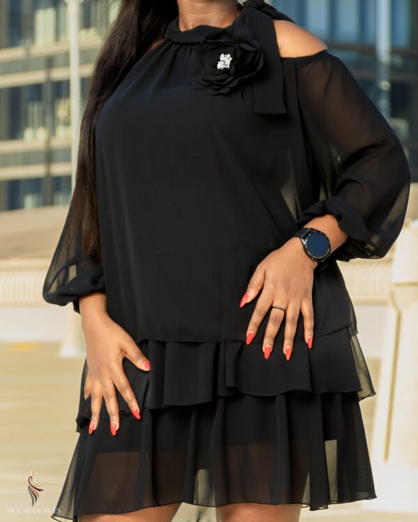 Black Chiffon Halterneck Dress - Image 6