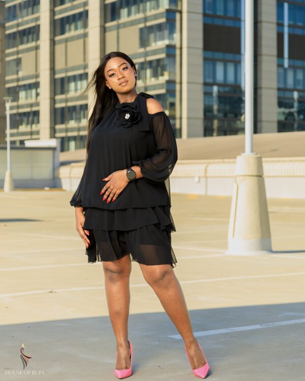 Black Chiffon Halterneck Dress - Image 4