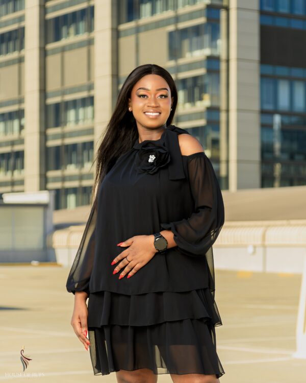 Black Chiffon Halterneck Dress - Image 3