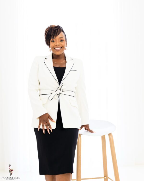 Cream & Black Skirt Powersuit - Image 3