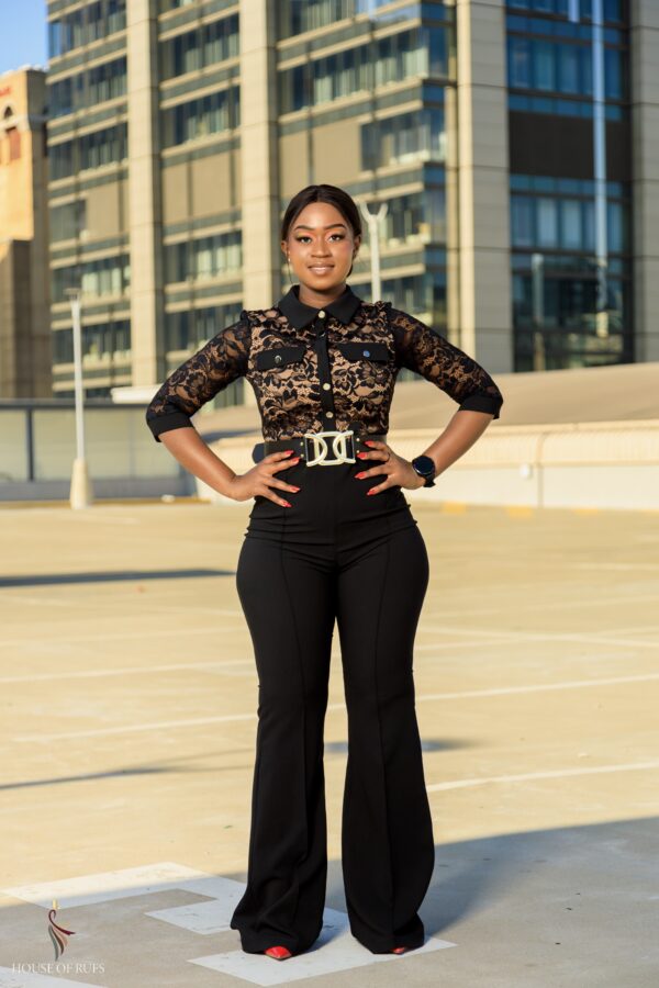 Black Jumpsuit Lace Top - Image 4