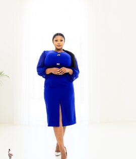 Royal Blue bodycon dress with front slit
