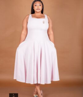 Pastel Pink Flared A-Line dress with pockets