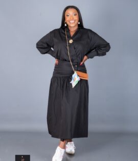Black Cotton  Skirt and matching crop top Twinset